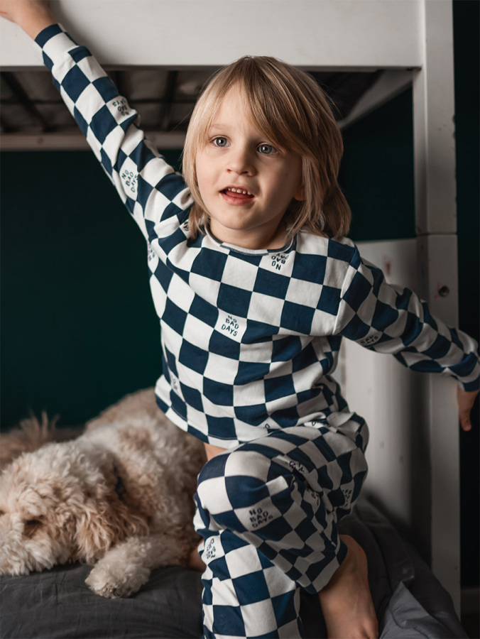 Organik Lacivert No Bad Days Erkek Çocuk Pijama Takımı - 1