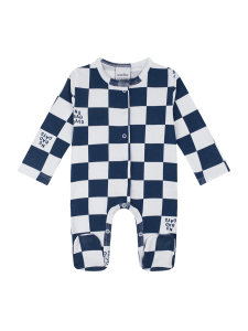 Organik Lacivert Uzun Kollu Erkek Bebek Patikli Tulum - Antebies