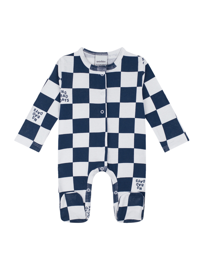 Organik Lacivert Uzun Kollu Erkek Bebek Patikli Tulum - 1