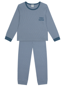 Organik Mavi Erkek Çocuk Pijama Takımı - 1