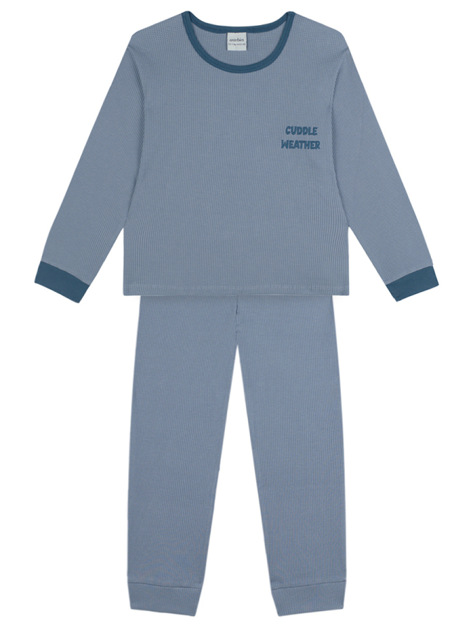 Organik Mavi Erkek Çocuk Pijama Takımı - 1