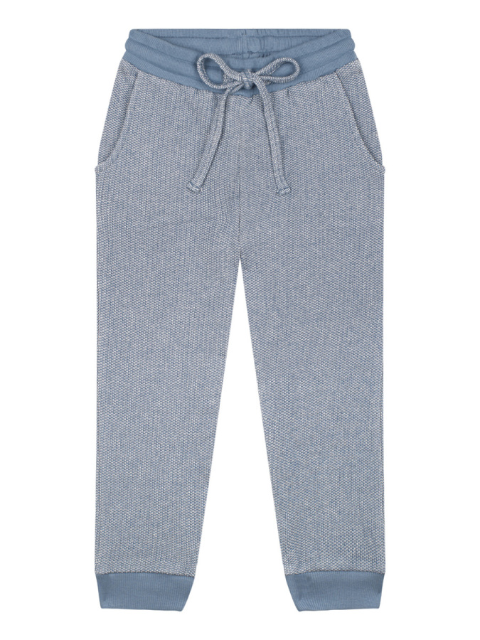 Organik Mavi Kapüşonlu Erkek Çocuk Eşofman Takımı - 4