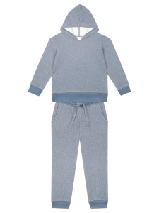 Organik Mavi Kapüşonlu Erkek Çocuk Eşofman Takımı - 2