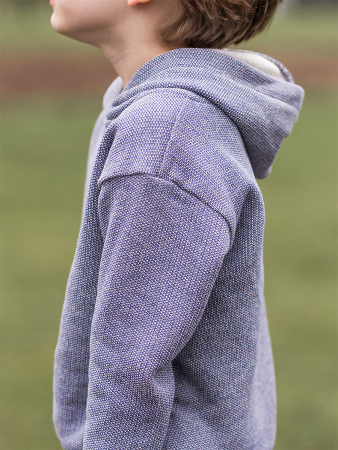 Organik Mavi Kapüşonlu Erkek Çocuk Eşofman Takımı - 6