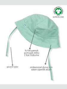 Organik Pamuk Müslin Bebek Şapkası - Mint - 2