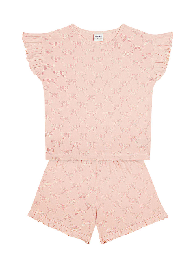 Organik Pembe Kısa Kollu Kız Çocuk Pijama Takımı - 2