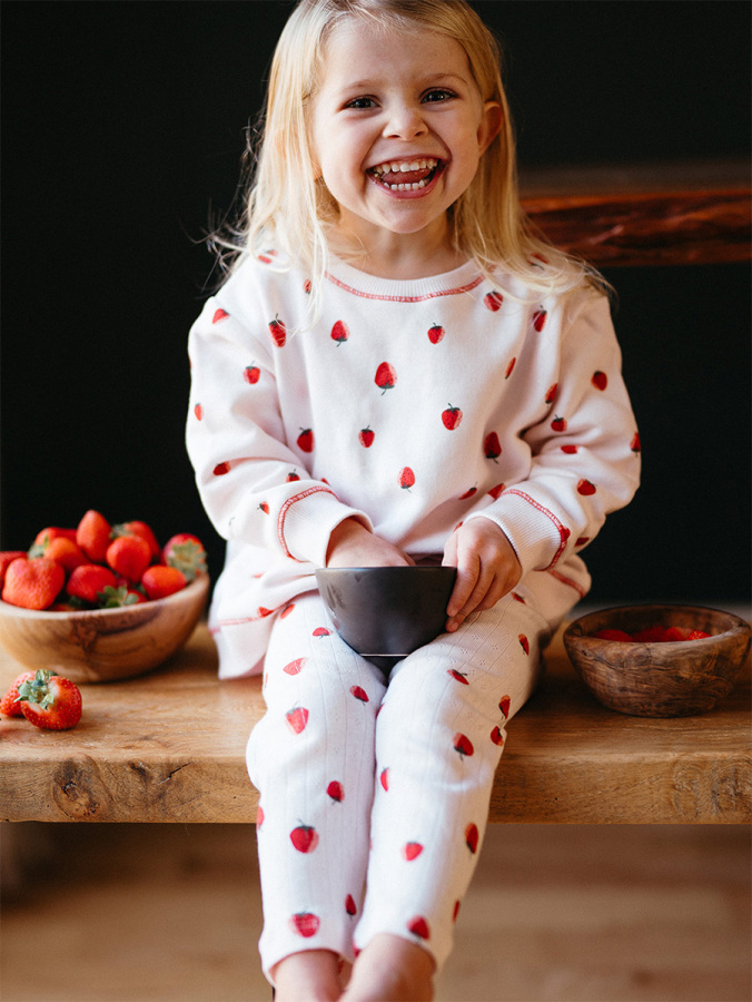 Organik Pembe Kız Bebek Sweatshirt Tayt Takımı - 1