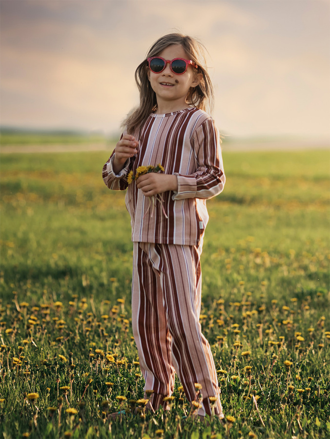 Organik Pembe Uzun Kollu Kız Çocuk Pijama Takımı - 1