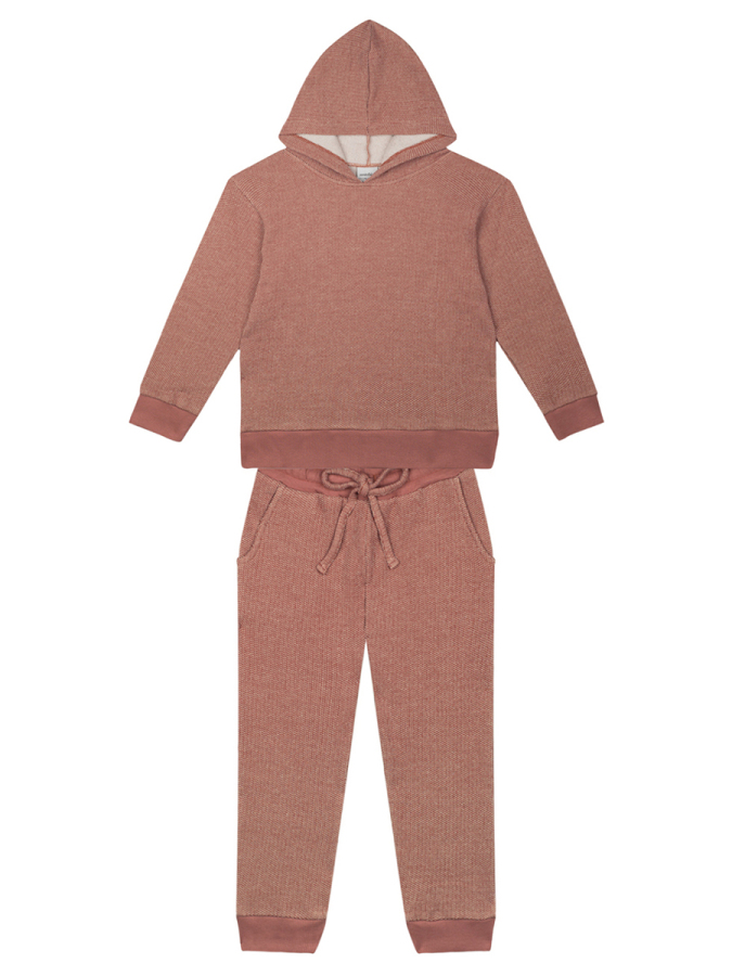 Organik Turuncu Kapüşonlu Kız Çocuk Eşofman Takımı - 2