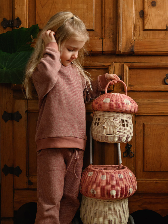 Organik Turuncu Kapüşonlu Kız Çocuk Eşofman Takımı - 5