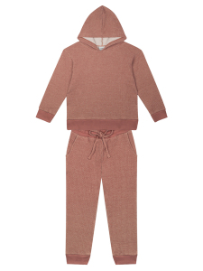Organik Turuncu Kapüşonlu Kız Çocuk Eşofman Takımı - 2
