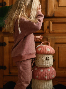 Organik Turuncu Kapüşonlu Kız Çocuk Eşofman Takımı - 6