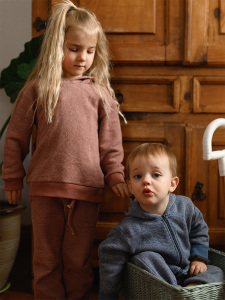 Organik Turuncu Kapüşonlu Kız Çocuk Eşofman Takımı - 7