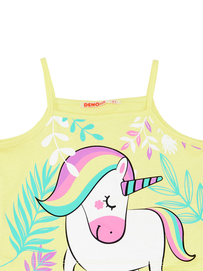 Ormanda Unicorn Kız Çocuk T-shirt Şort Takım - 8