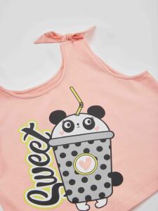 Panda Milkshake Kız Çocuk T-shirt Etek Takım - 5