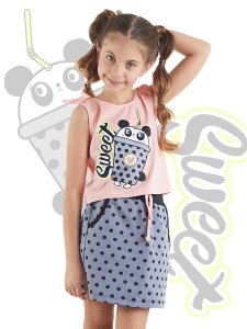 Panda Milkshake Kız Çocuk T-shirt Etek Takım - MSHB&G