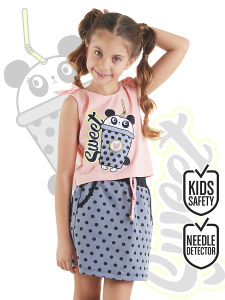 Panda Milkshake Kız Çocuk T-shirt Etek Takım - MSHB&G
