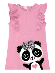 Panda Ruffled Pink Girl Dress - 4