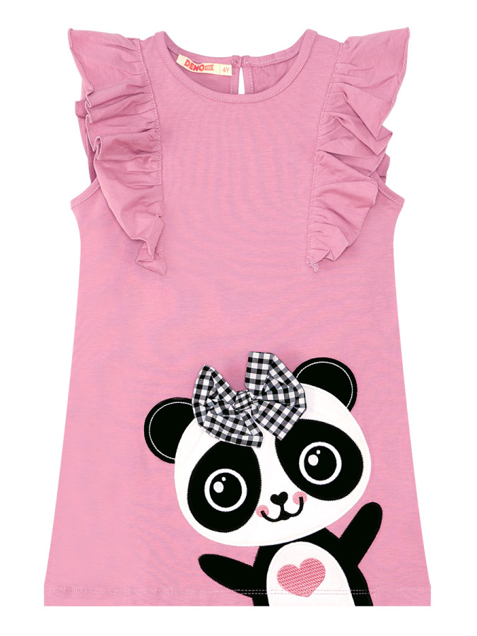 Panda Ruffled Pink Girl Dress - 4