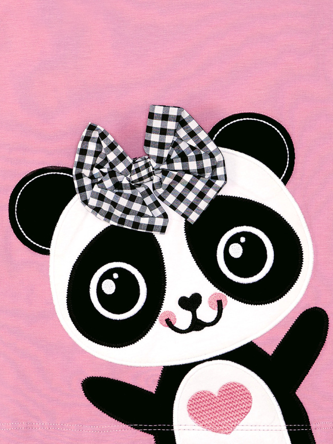 Panda Ruffled Pink Girl Dress - 6