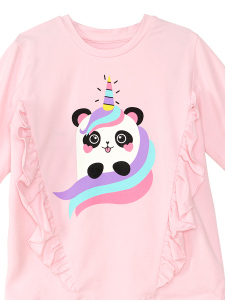 Panda Unicorn Kız Çocuk Fırfırlı T-shirt Tayt Takım - 8