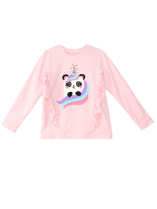 Panda Unicorn Kız Çocuk Fırfırlı T-shirt Tayt Takım - 4