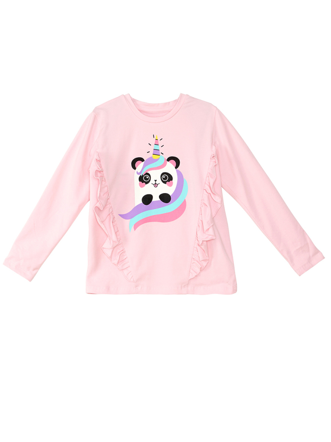 Panda Unicorn Kız Çocuk Fırfırlı T-shirt Tayt Takım - 4