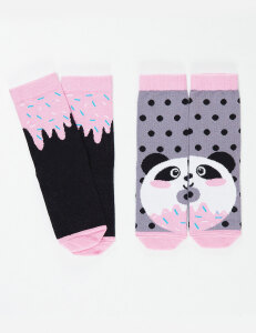 Panda&Crema Kız Soket Çorap 2'li Takım - 1