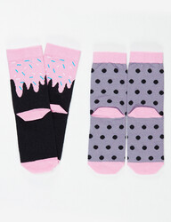Panda&Crema Kız Soket Çorap 2'li Takım - Thumbnail