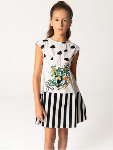 Papağan Desenli Pamuklu Kız Çocuk Elbise - SheShe
