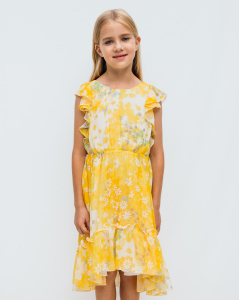 Papatya Desenli Şifon Kız Çocuk Elbise - SheShe