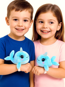 Parlak Gözlü Peluş Mavi Balina Bileklik - Molie