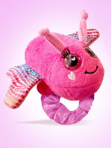 Parlak Gözlü Peluş Pembe Kelebek Bileklik - 2