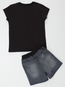 Party Kız Çocuk T-shirt Denim Şort Takım - 4