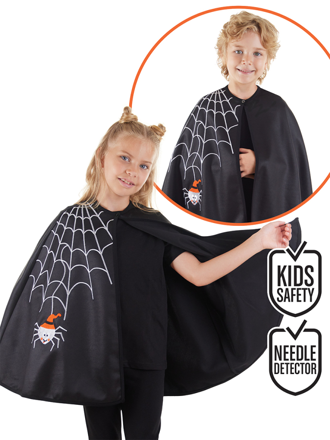 Party Spider Halloween Girl Black Cloak - 1