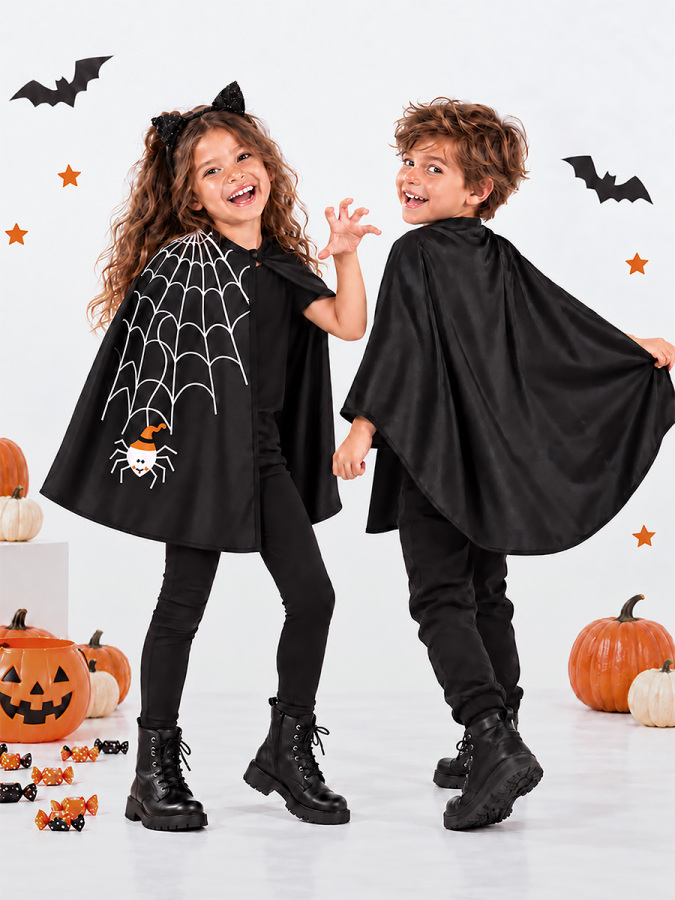 Party Spider Halloween Girl Black Cloak - 1