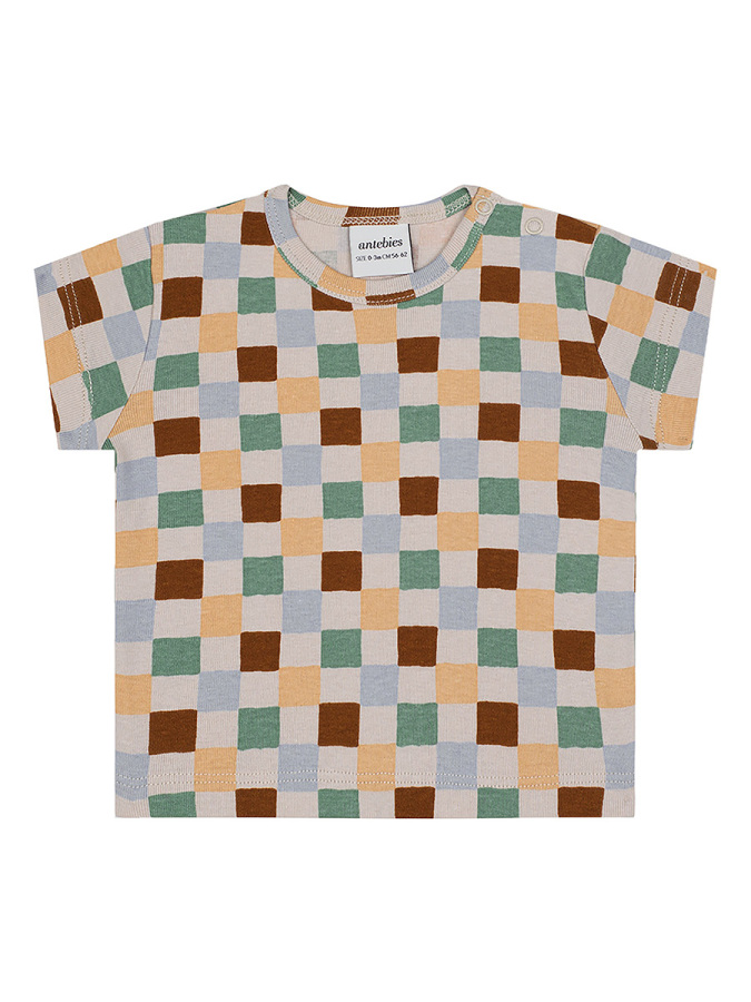 Pastel Damalar Kısa Kollu Tshirt Şort Set - 5