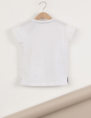 Pat Detaylı Erkek Çocuk Beyaz T-Shirt