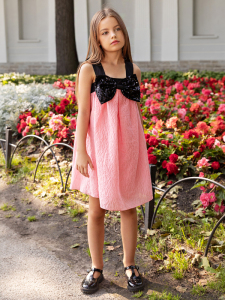 Payet Fiyonk Detaylı Pembe Jakar Kız Çocuk Elbise - 4