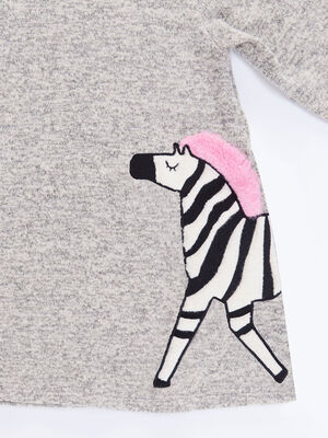 Peluşlu Zebra Kız Elbise