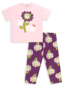 Kız Çocuk Takım Çiçekli T-shirt Tayt İlkbahar Yaz 3-10 Yaş - 5