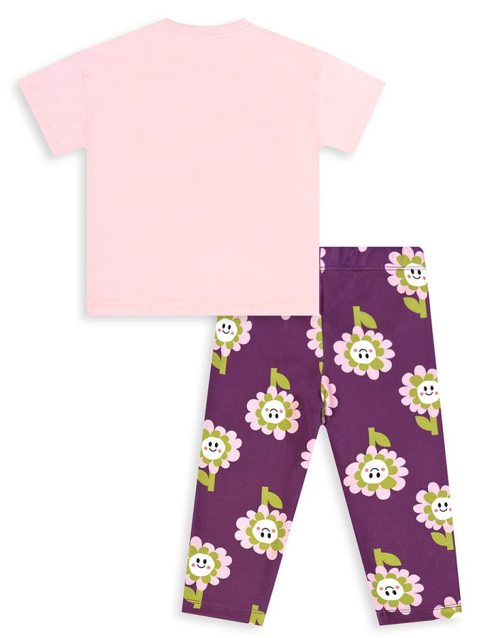 Kız Çocuk Takım Çiçekli T-shirt Tayt İlkbahar Yaz 3-10 Yaş - 6