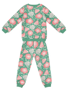 Pembe Çiçekli Kız Bebek Yeşil Eşofman Takım - 3