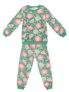 Pembe Çiçekli Kız Bebek Yeşil Eşofman Takım - 3