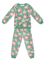 Pembe Çiçekli Kız Bebek Yeşil Eşofman Takım - Thumbnail