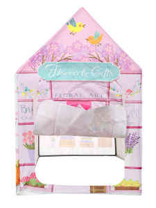 Pembe Çiçekli Kız Çocuk Oyun Evi Katlanabilir ve Eğlenceli Oyun Çadırı - 5
