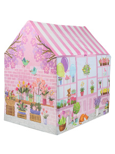 Pembe Çiçekli Kız Çocuk Oyun Evi Katlanabilir ve Eğlenceli Oyun Çadırı - 3