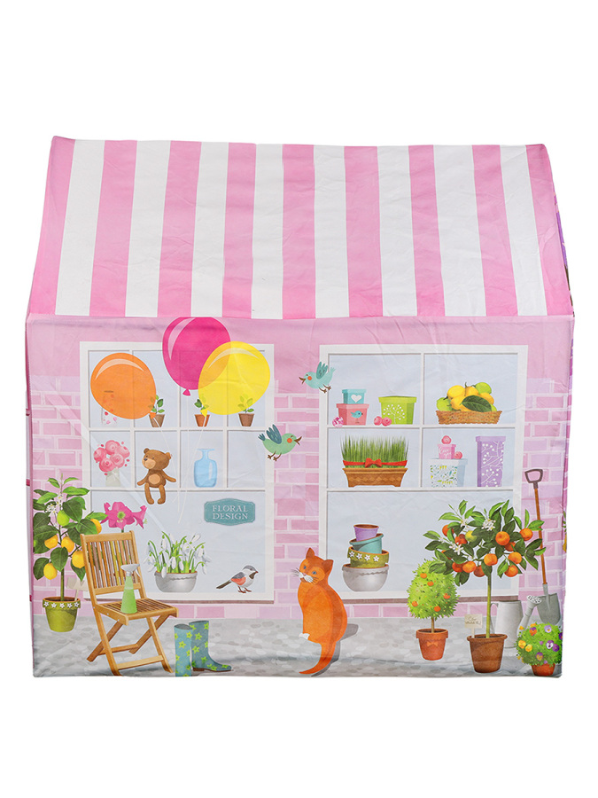 Pembe Çiçekli Kız Çocuk Oyun Evi Katlanabilir ve Eğlenceli Oyun Çadırı - 4