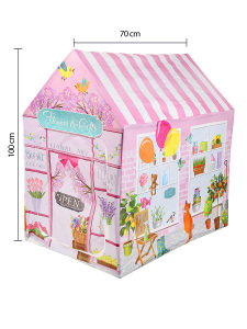 Pembe Çiçekli Kız Çocuk Oyun Evi Katlanabilir ve Eğlenceli Oyun Çadırı - 2