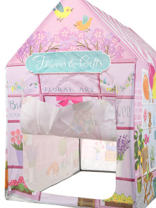 Pembe Çiçekli Kız Çocuk Oyun Evi Katlanabilir ve Eğlenceli Oyun Çadırı - 6